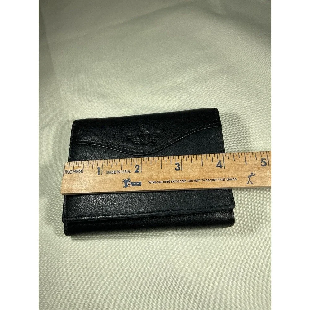 Dockers Mens Genuine Full Grain Black Leather Tri-fold Wallet Credit Card Holder